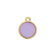 11x8mm Round epoxy resin mini charm - Fine Gold Plated - Lilac x1|raw }}