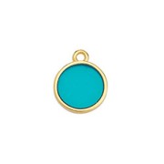 11x8mm Round epoxy resin mini charm - Fine Gold Plated - Turquoise x1|raw }}
