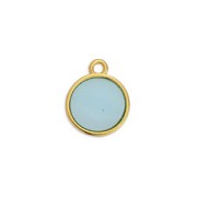 11x8mm Round epoxy resin mini charm - Fine Gold Plated - Cyan x1|raw }}