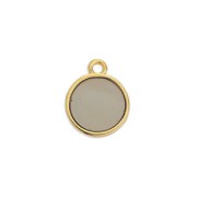 14x11.5mm Round epoxy resin charm - Fine Gold Plated - Brown x1|raw }}