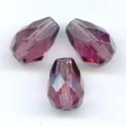 Fire Polished faceted pear-shaped beads 7x5mm Amethyst  x25