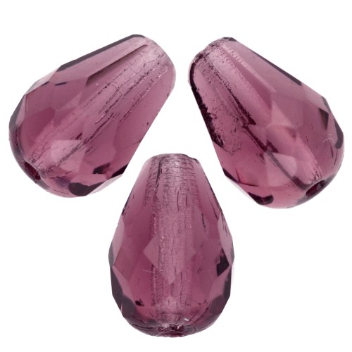 Fire Polished faceted pear-shaped beads 7x5mm Amethyst  x25