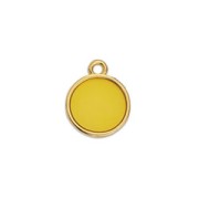 14x11.5mm Round epoxy resin charm - Fine Gold Plated - Yellow x1|raw }}