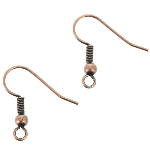 Ball Earwires 18mm antique copper tone x6