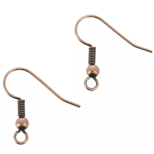 Ball Earwires 18mm antique copper tone x6