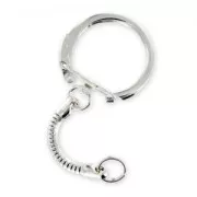22 mm round key ring with chain - Rhodium-plated x1