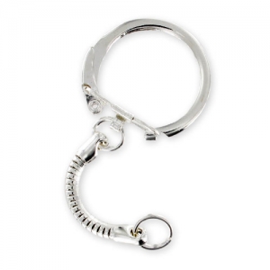 22 mm round key ring with chain - Rhodium-plated x1