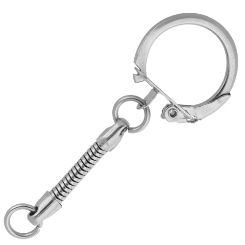 22 mm round key ring with chain - Rhodium-plated x1