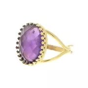 Adjustable ring for 18x13 mm cabochon - Fine Gold Plated x1