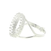 Adjustable ring for 18x13 mm cabochon - Fine 999 Silver Plated x1