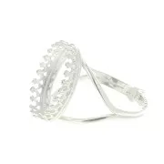 Adjustable ring for 18x13 mm cabochon - Fine 999 Silver Plated x1