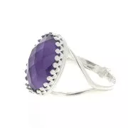 Adjustable ring for 18x13 mm cabochon - Fine 999 Silver Plated x1