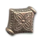 Metal diamond-shaped beads 10mm Old copper tone x5