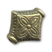 Metal diamond-shaped beads 10mm Bronze tone x5