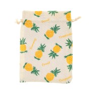 130x170mm Cotton pouches for jewellery - Pineapple patterns - Green - Yellow x1