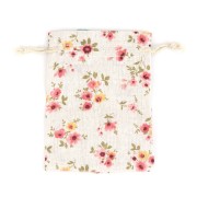 95x135mm Cotton pouch with flowers pattern for jewellery - Green - Pink x1|raw }}