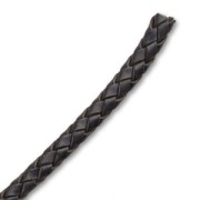 Braided leather cord 3mm Black x 50cm|raw }}
