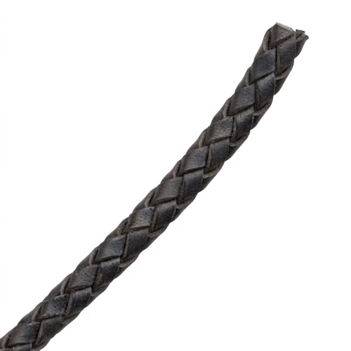 Braided leather cord 3mm Black x 50cm