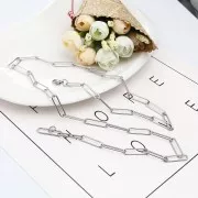 70cm Stainless steel 6mm Long Rectangle mesh necklace x 1