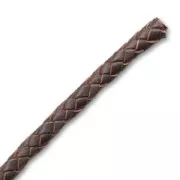 Braided leather cord 3mm Brown x 50cm