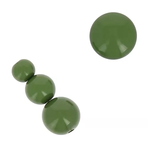 Assortment of 26 beads 6-8-10 mm & 2 cabochons in opaque resin - Olive Green x1