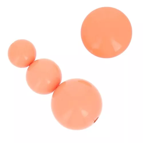 Assortment of 26 beads 8-10-14 mm & 2 cabochons in opaque resin - Coral x1