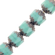 Antique Fire Polished faceted beads  8mm Green Turquoise Dark Bronze|raw }}