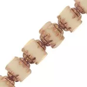 Antique Fire Polished faceted beads  8mm Beige Dark Bronze x10