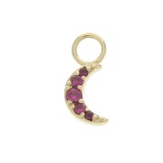 11x5mm Moon Charm with  zirconium oxide - Fuchsia - 3 micron Gold plated x1|raw }}