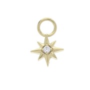 10.5x7mm North Star Charm with  zirconium oxide - Crystal - 3 micron Gold plated x1|raw }}