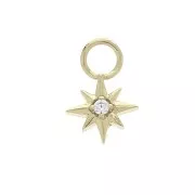 10.5x7mm North Star Charm with  zirconium oxide - Crystal - 3 micron Gold plated x1