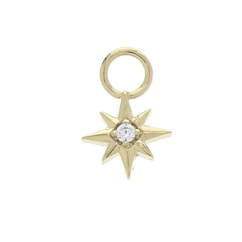 10.5x7mm North Star Charm with  zirconium oxide - Crystal - 3 micron Gold plated x1