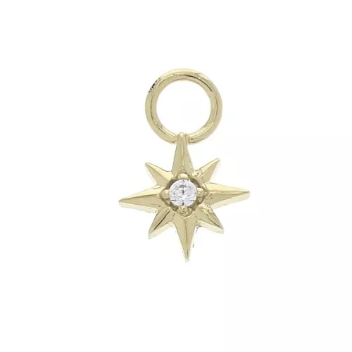 10.5x7mm North Star Charm with zirconium oxide - Crystal - 3 micron Gold plated x1