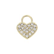 9x7mm Heart Charm with  zirconium oxide - Crystal - 3 micron Gold plated x1