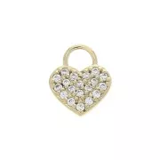9x7mm Heart Charm with zirconium oxide - Crystal - 3 micron Gold plated x1