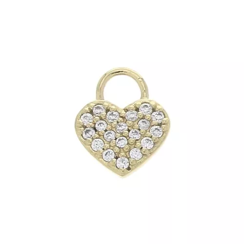 9x7mm Heart Charm with zirconium oxide - Crystal - 3 micron Gold plated x1