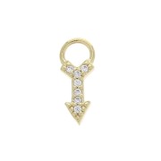 11x4mm Arrow Charm with  zirconium oxide - Crystal - 3 micron Gold plated x1