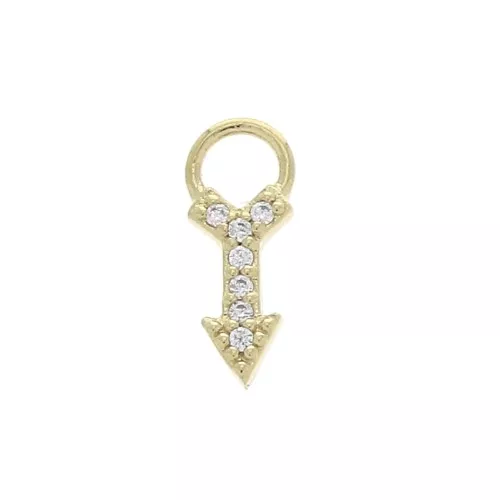 11x4mm Arrow Charm with zirconium oxide - Crystal - 3 micron Gold plated x1