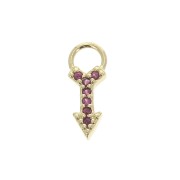 11x4mm Arrow Charm with  zirconium oxide - Fuchsia - 3 micron Gold plated x1