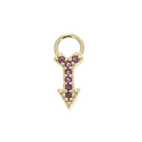 11x4mm Arrow Charm with  zirconium oxide - Fuchsia - 3 micron Gold plated x1