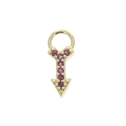 11x4mm Arrow Charm with zirconium oxide - Fuchsia - 3 micron Gold plated x1