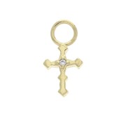12x6mm Cross Charm with  zirconium oxide - Crystal - 3 micron Gold plated x1|raw }}