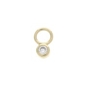 4mm Mini round Charm with  zirconium oxide - Crystal - Gold plated 3 micron x1|raw }}