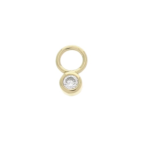 4mm Mini round Charm with zirconium oxide - Crystal - Gold plated 3 micron x1