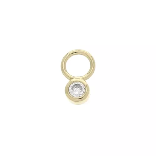 4mm Mini round Charm with zirconium oxide - Crystal - Gold plated 3 micron x1