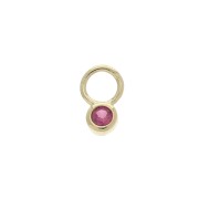 4mm Mini round Charm with  zirconium oxide - Fuchsia - Gold plated 3 micron x1|raw }}