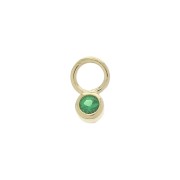 4mm Mini round Charm with  zirconium oxide - Green - Gold plated 3 micron x1|raw }}
