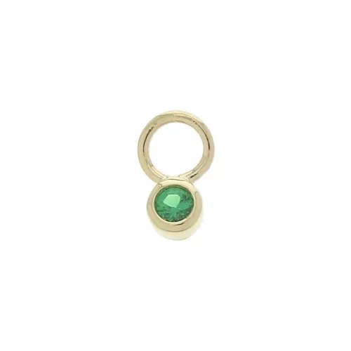 4mm Mini round Charm with zirconium oxide - Green - Gold plated 3 micron x1