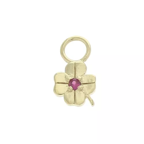 10x5.5mm Clover Charm with zirconium oxide - Fuchsia - Gold plated 3 micron x1