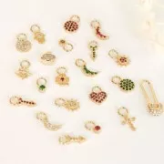 10x5.5mm Clover Charm with  zirconium oxide - Fuchsia - Gold plated 3 micron x1